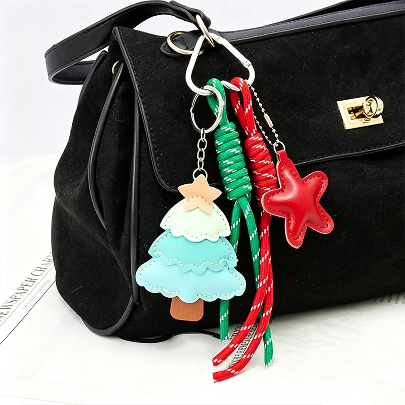 European And American Style Christmas Tree Simple Fashion Cute Pendant Keychain Bag Pendant Three-layer Keychain Small Versatile