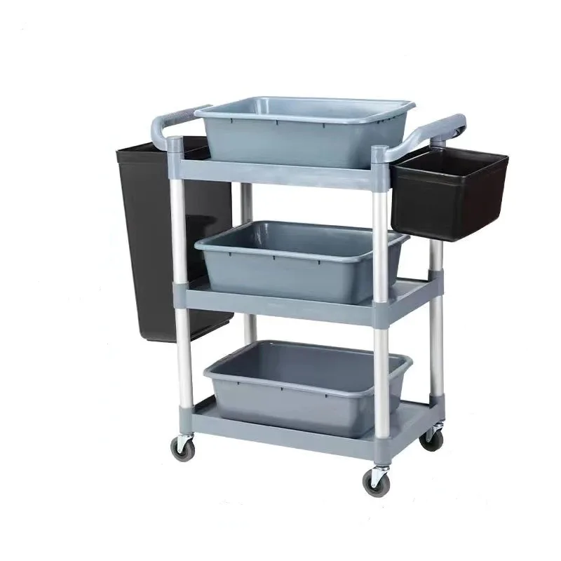 DSA three-layer thickened meal collection bowl collection cart restaurant trolley mobile hotel commercial hand push dining side