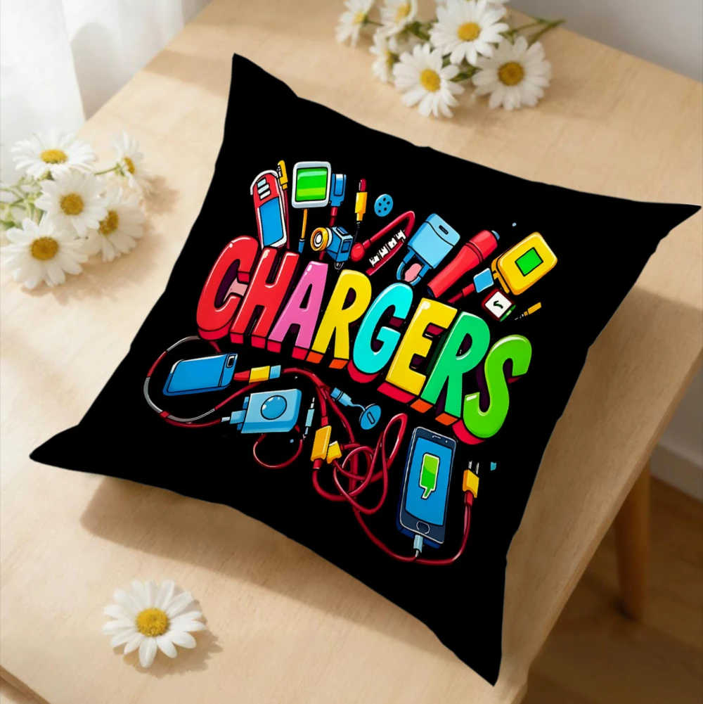 1Pc Black Cartoon Chargers Pattern Cushion Cover for Living Room Sofa Bedroom Decorative Throw Pillow Home Decor Gift x-2