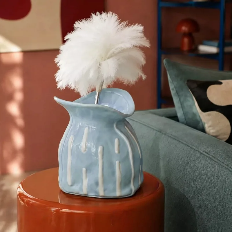 Ceramic Vase Nordic Hydroponic Flower Arrangement High-end Living Room Desktop Ornament تحف كبيره للمنزل Jarrones Room Decor