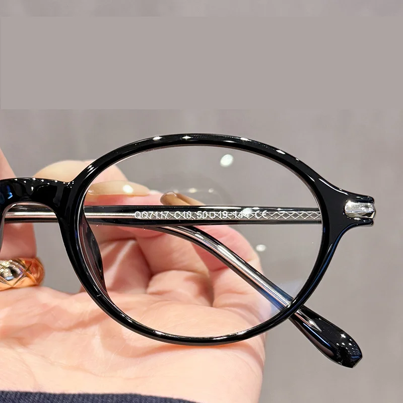 OKH إطار بيضاوي صغير على الطراز الكوري مضاد للضوء الأزرق لقصر النظر إطار نظارات طبية للسيدات للقراءة #6