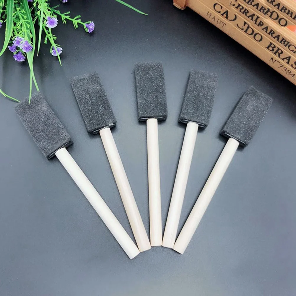 

20pcs 1 Inch Painting Sponge Brush Wood Handle For Acrylics Stains Varnishes Crafts Art Diy Lightweight Disposable Paint