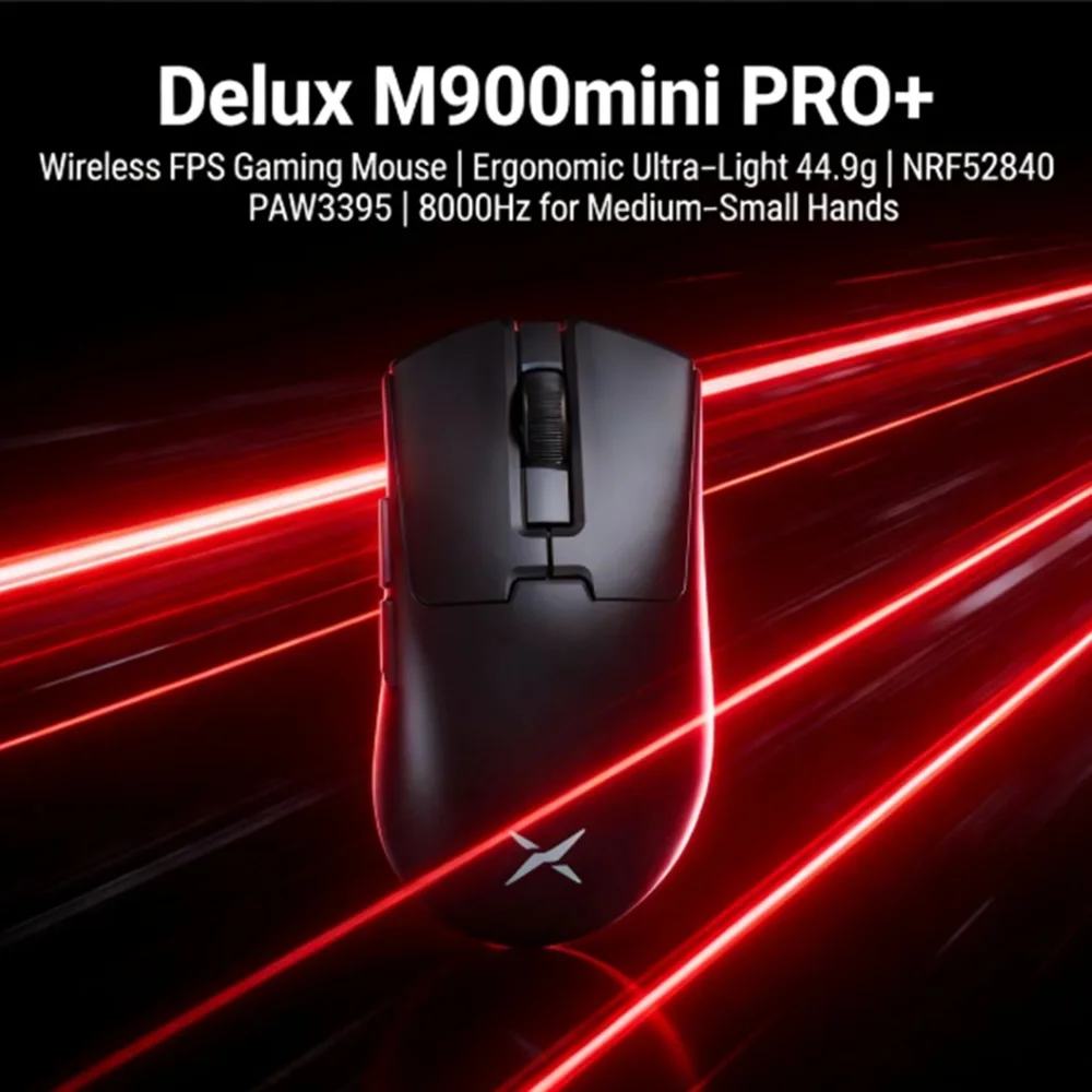 delux-m900mini-pro-wireless-fps-gaming-mouse-ergonomic-ultra‑light-449g-nrf52840-paw3395-8000hz-for-medium‑small-hands