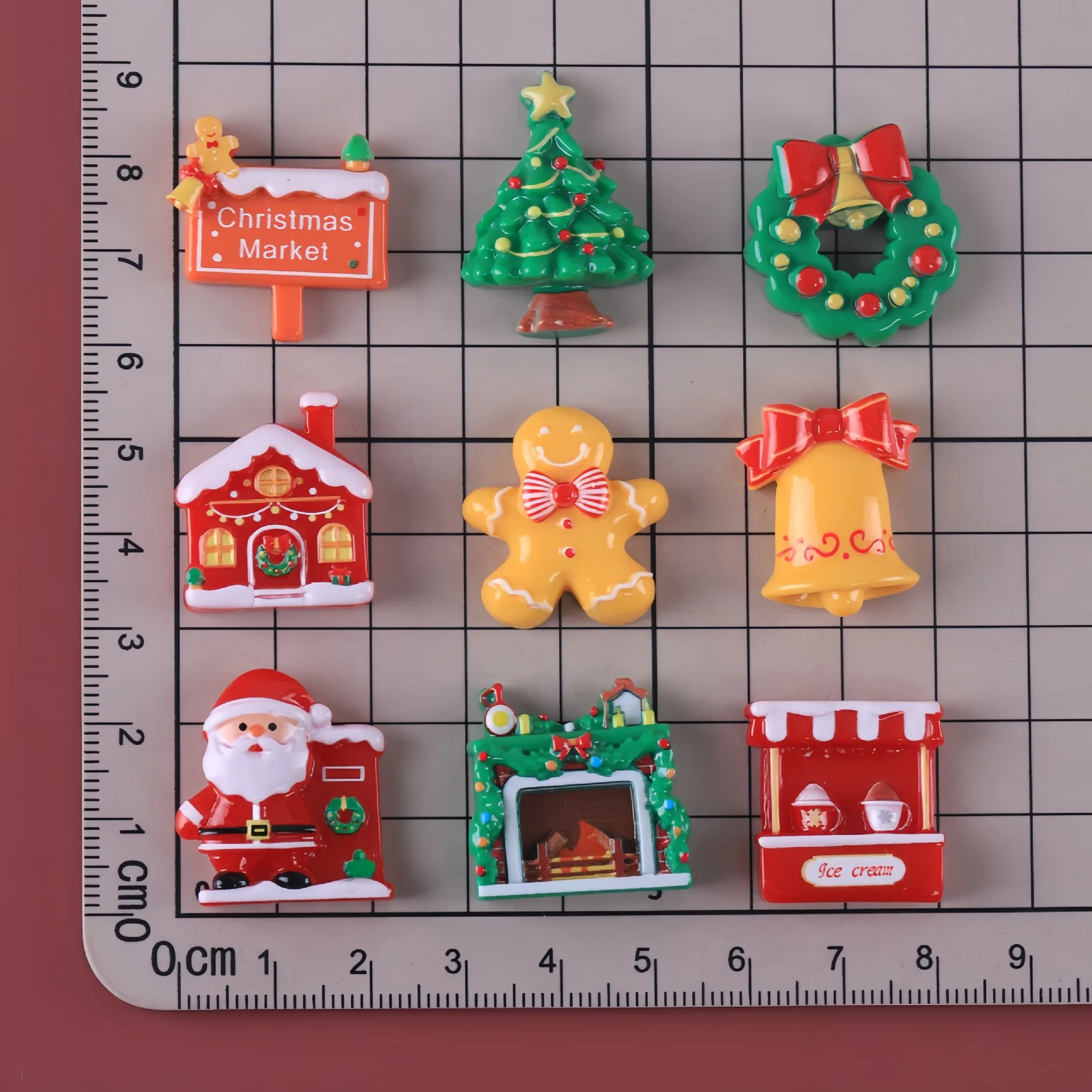 5pcs Mini Christmas Tree Letter Sign Resin Embellishments DIY Accessories Handmade Decoration Flatback Christmas Desktop Decor