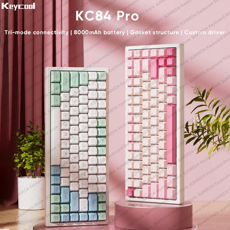 

Keycool KC84 Pro Wireless Mechanical Keyboard 84% Layout Bluetooth 2.4G Wired Hot Swap RGB HIFI Switch Office Gaming Keyboard