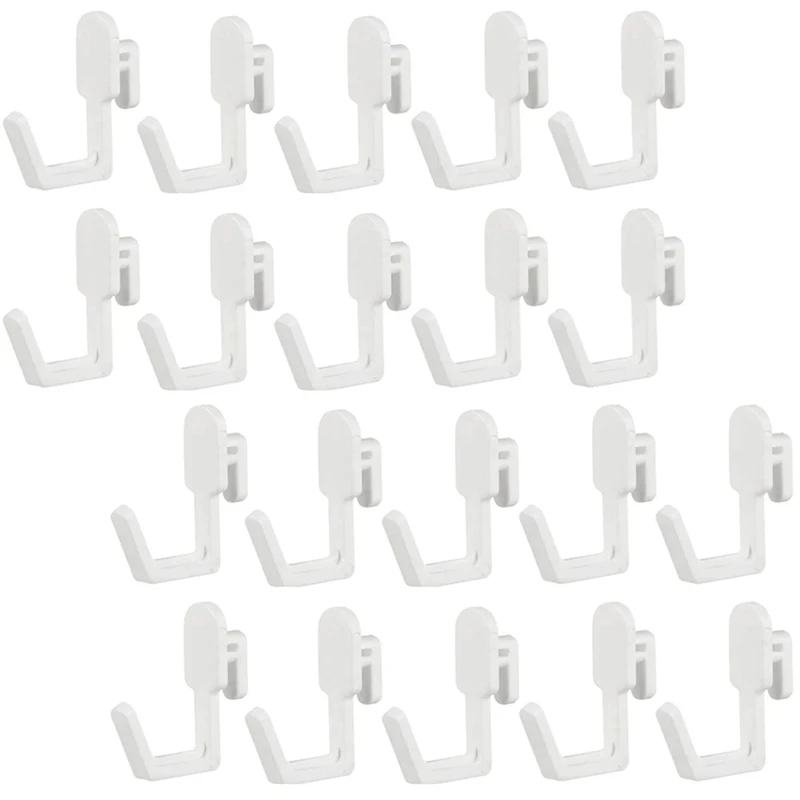 J-Shaped Pegboard Gancho para Pegboard, Peg Board Tool, Organizador e Substituição, Branco, 24PCs