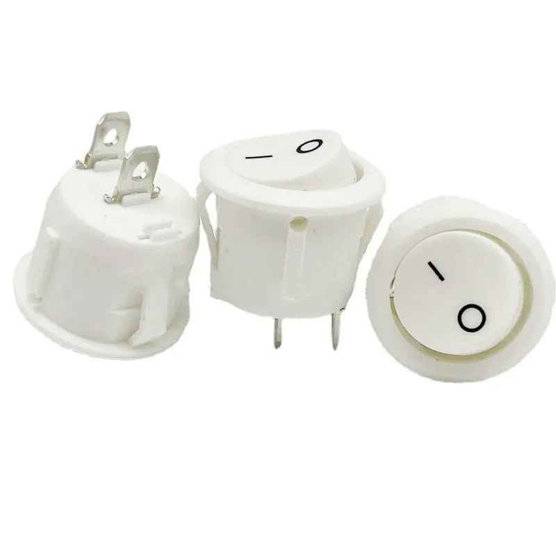 Round White Rocker Toggle Switch, 2Pins ON Off, On, Off, 20mm, KCD1, Barco, Marine, AC 250V, AC 125V, 10A, 10Pcs