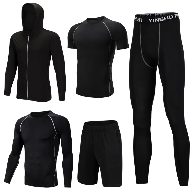 Summer Men Set 5pcs/Set Casual Tracksuits Short Sleeve t Shirts Set Male Sport Suit Jogging Basketball Shorts Set Men Clothes