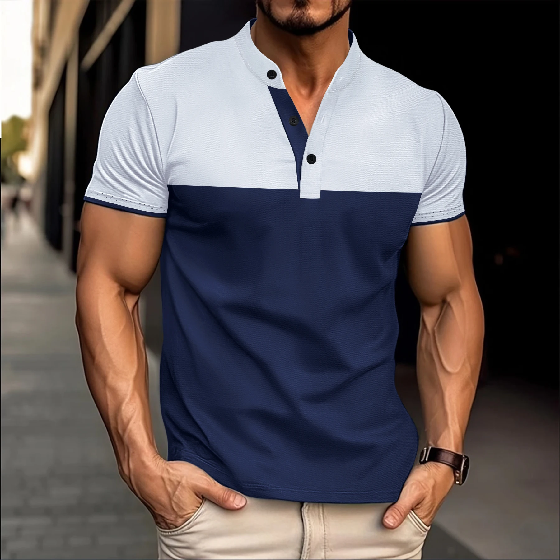 Summer's Best-Selling Fashionable Men's Henry Shirt, Men's T-Shirt, Casual And Comfortable Men's Wear, The Perfect Gift For Men.