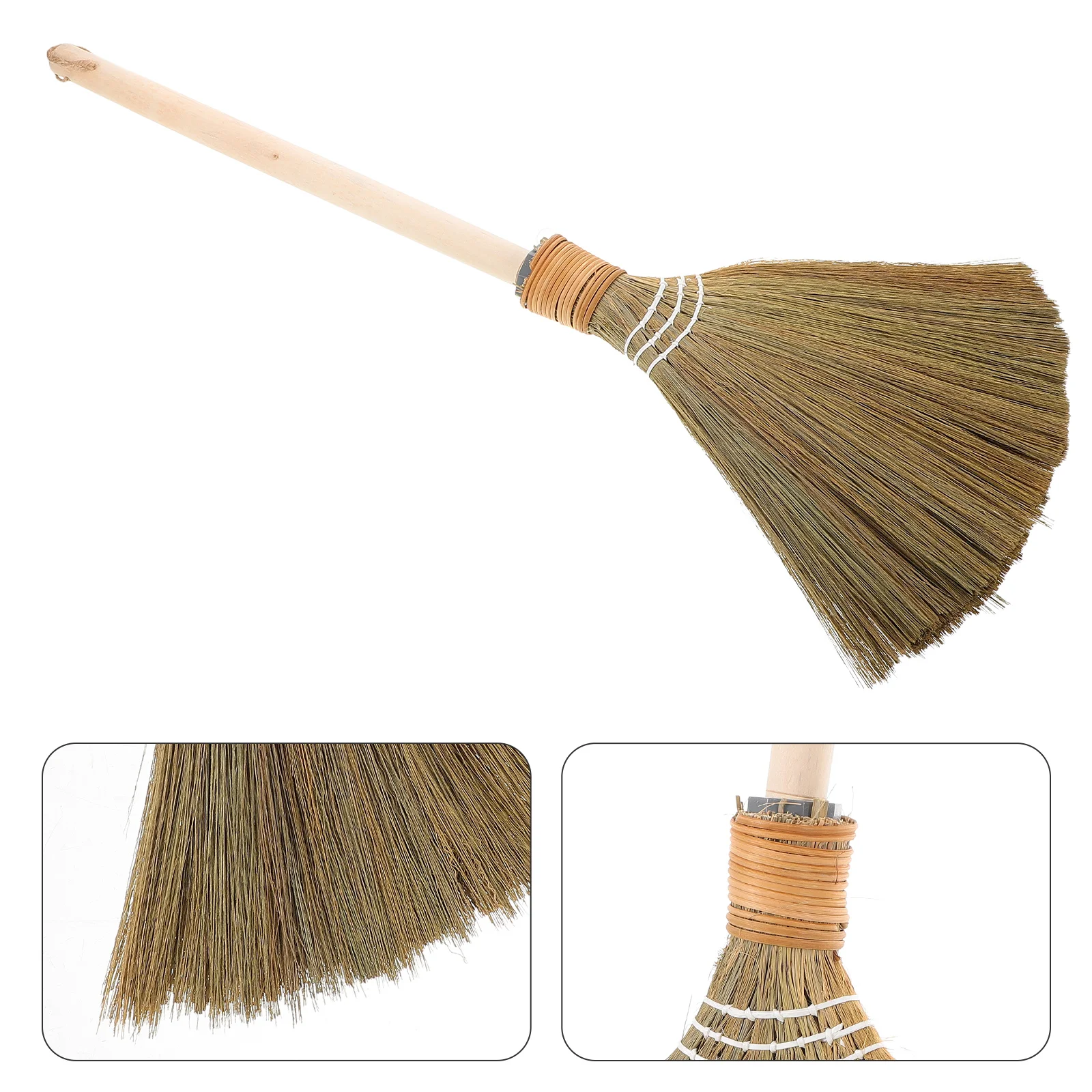 Straw Bamboo Broom Kids Cleaning Toy Soft Bristles Indoor Household Chores Living Room Dust Floor Sweeper Rustic