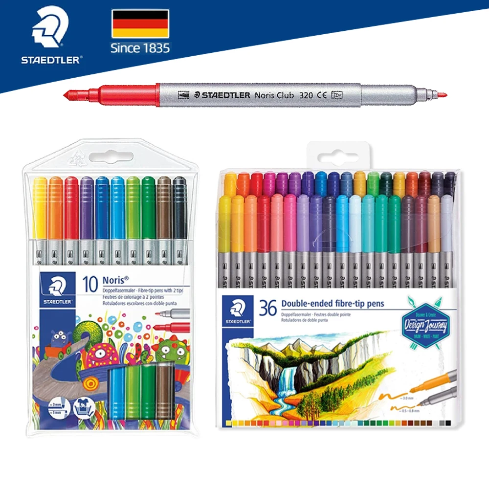 10/36pcs Germany Staedtler Double Head Watercolor Marker Washable 3200 TB36  Paint Pen Children Art Drawing Painting Supplies