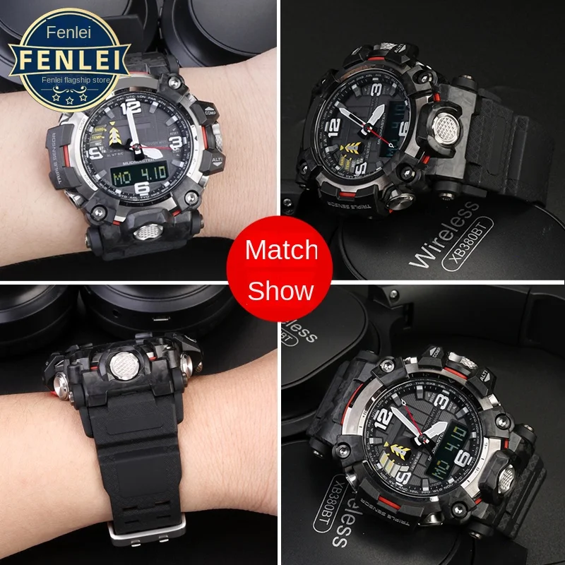 สร้อยข้อมือซิลิโคนสำหรับ Casio G-SHOCK โคลนขนาดใหญ่ GWG-2000ชุด GWG-2040ผู้ชายกีฬาเรซิ่นสายรัดยางอุปกรณ์เสริม26*22มม