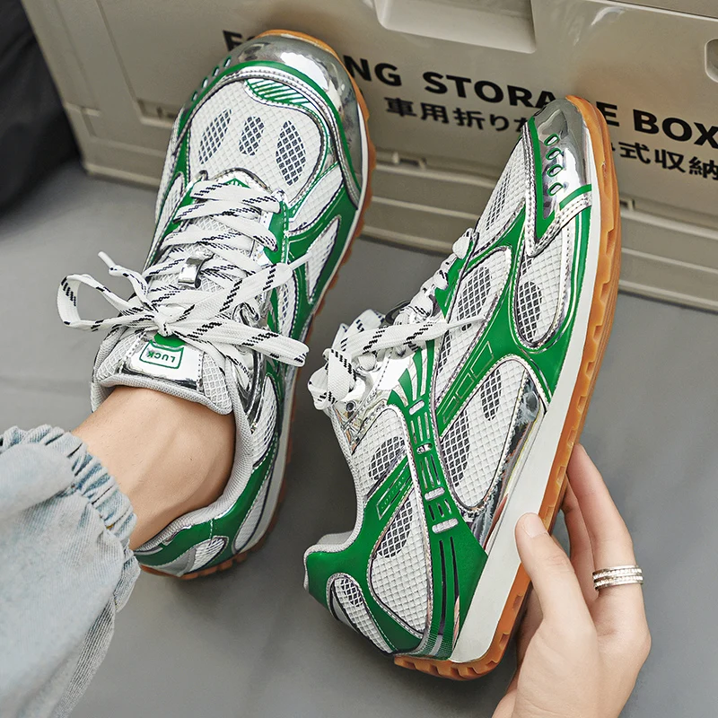 2024 modne męskie Streetwear codzienne trampki letnie siatkowe sportowe męskie buty oddychające buty do biegania męskie designerskie płaskie buty