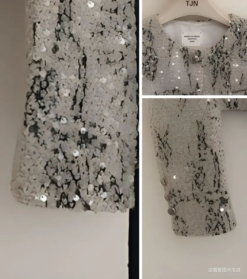 Xiaoxiang Style Women\'s Autumn Winter New French High-end Sequin Design Temperament Socialite Short Long Sleeves Casual Top