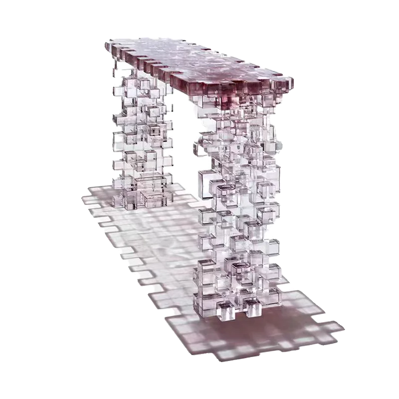 

Acrylic gradual change entrance table, creative entry glass crystal table