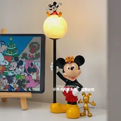 Disney Mickey lampa stołowa atmosfera lampka nocna Retro Cartoon Kawaii peryferyjne ręcznie robiony prezent do domu ozdoba do salonu prezent