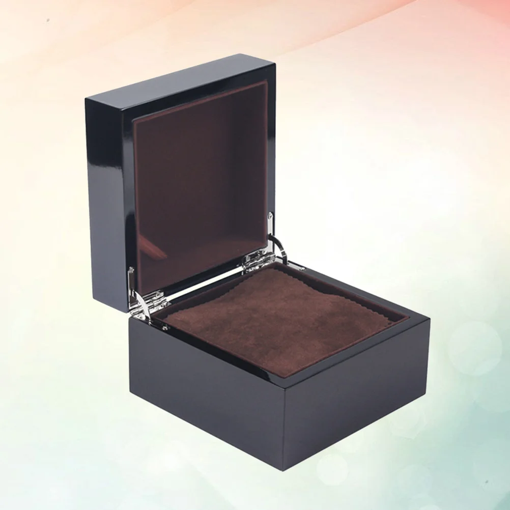 الراقية الأسود الورنيش ووتش مربع متوسط الكثافة الألياف فلنلت الداخلية الفاخرة عرض حالة التخزين المنظم للرجال #1