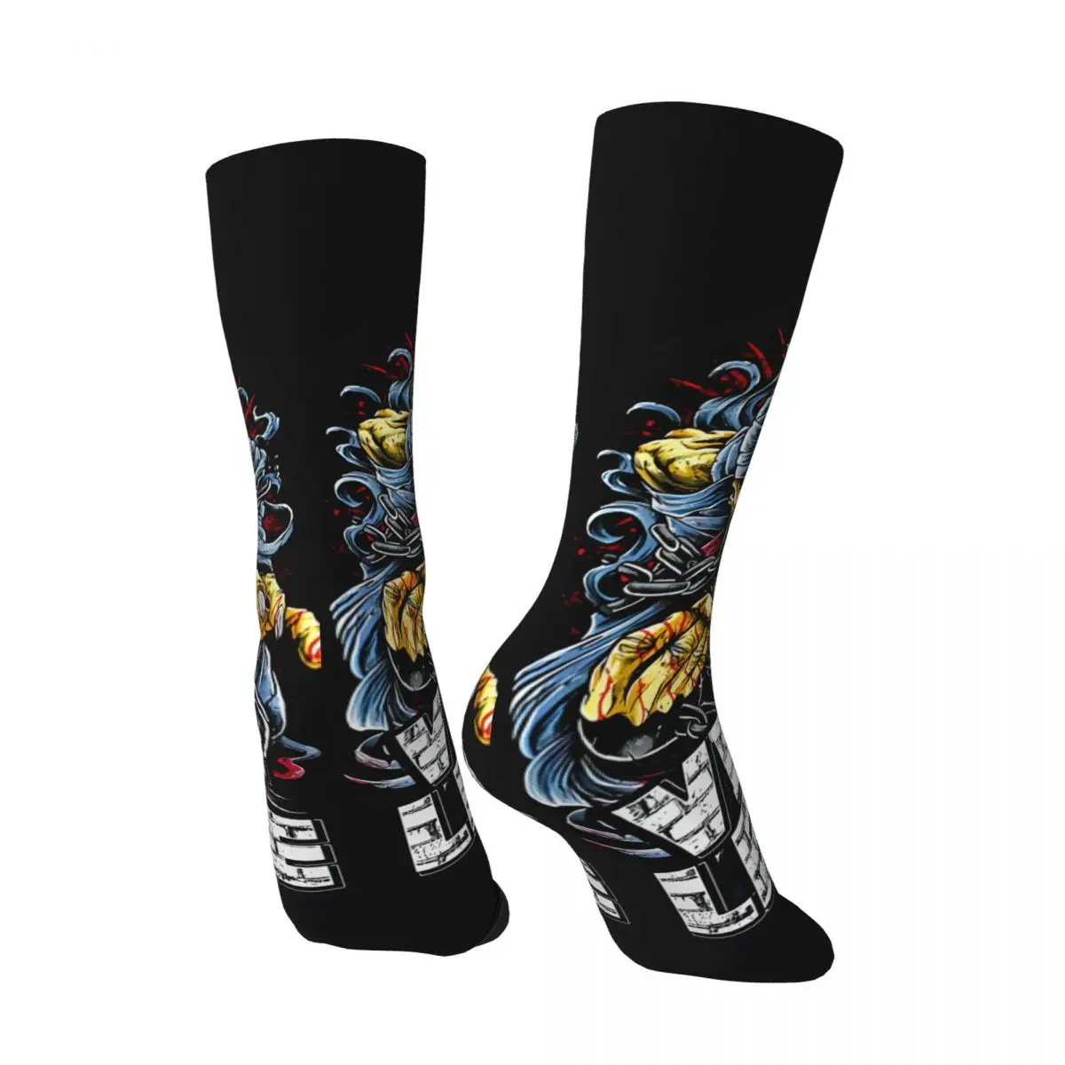 Crazy compression Harness More Sock for Men Vintage Vio Lence Seamless Pattern Crew Sock Casual