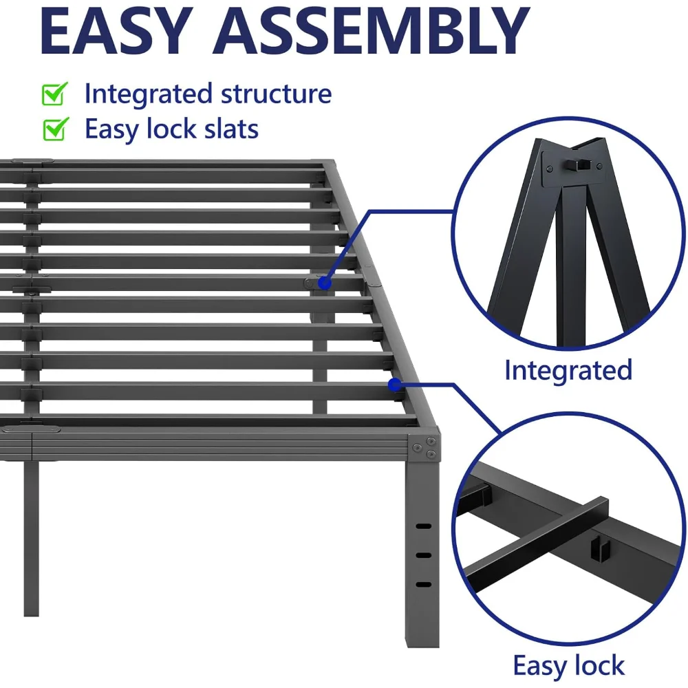 12 Inch High Metal Queen Bed Frame, Platform Bed Frame Queen Size No Box Spring Needed, Easy Assembly, Noise Free, Sturdy, Black