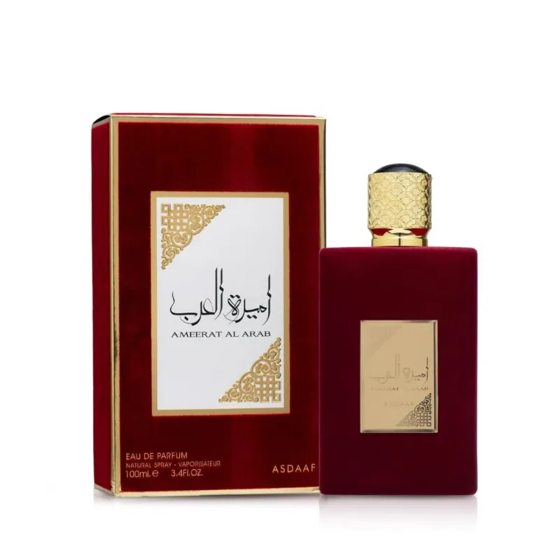 Lattafa Asdaaf Ameerat Al Arab Eau de Parfum Spray للنساء 3.4 أونصة عطور عربية فرمونات زهرية دائمة