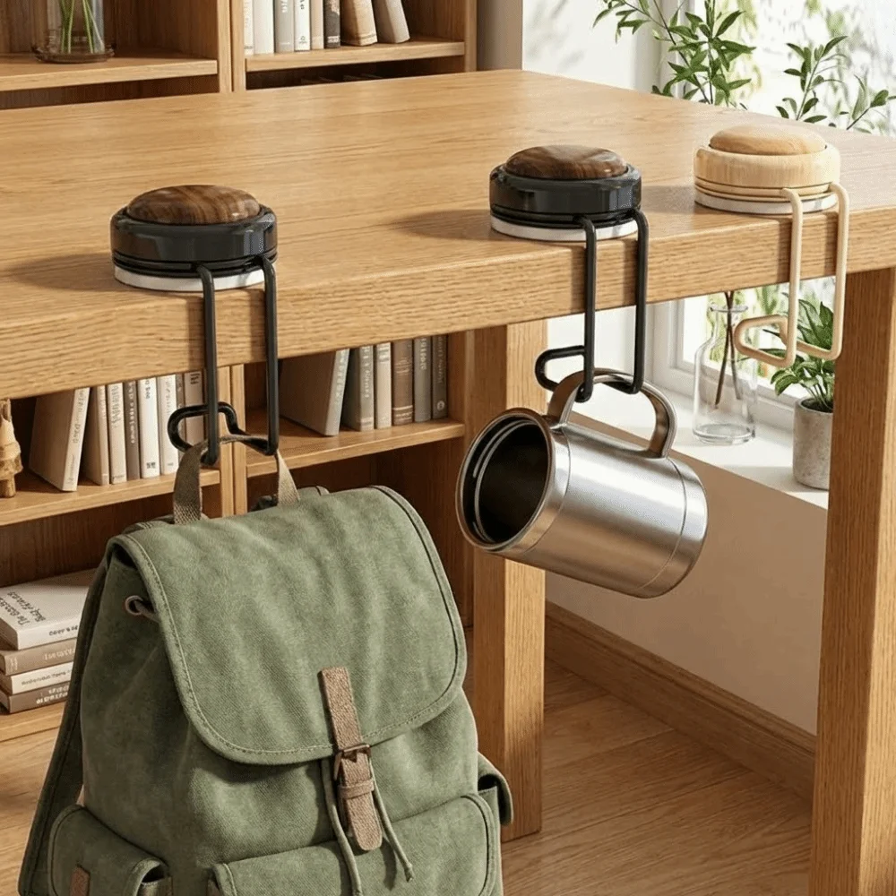 

Practical Plastic Desk Edge Bag Hook 360° Rotatable Detachable Desk Headset Hanger No-Drill Portable Desk Side Hooks for Home