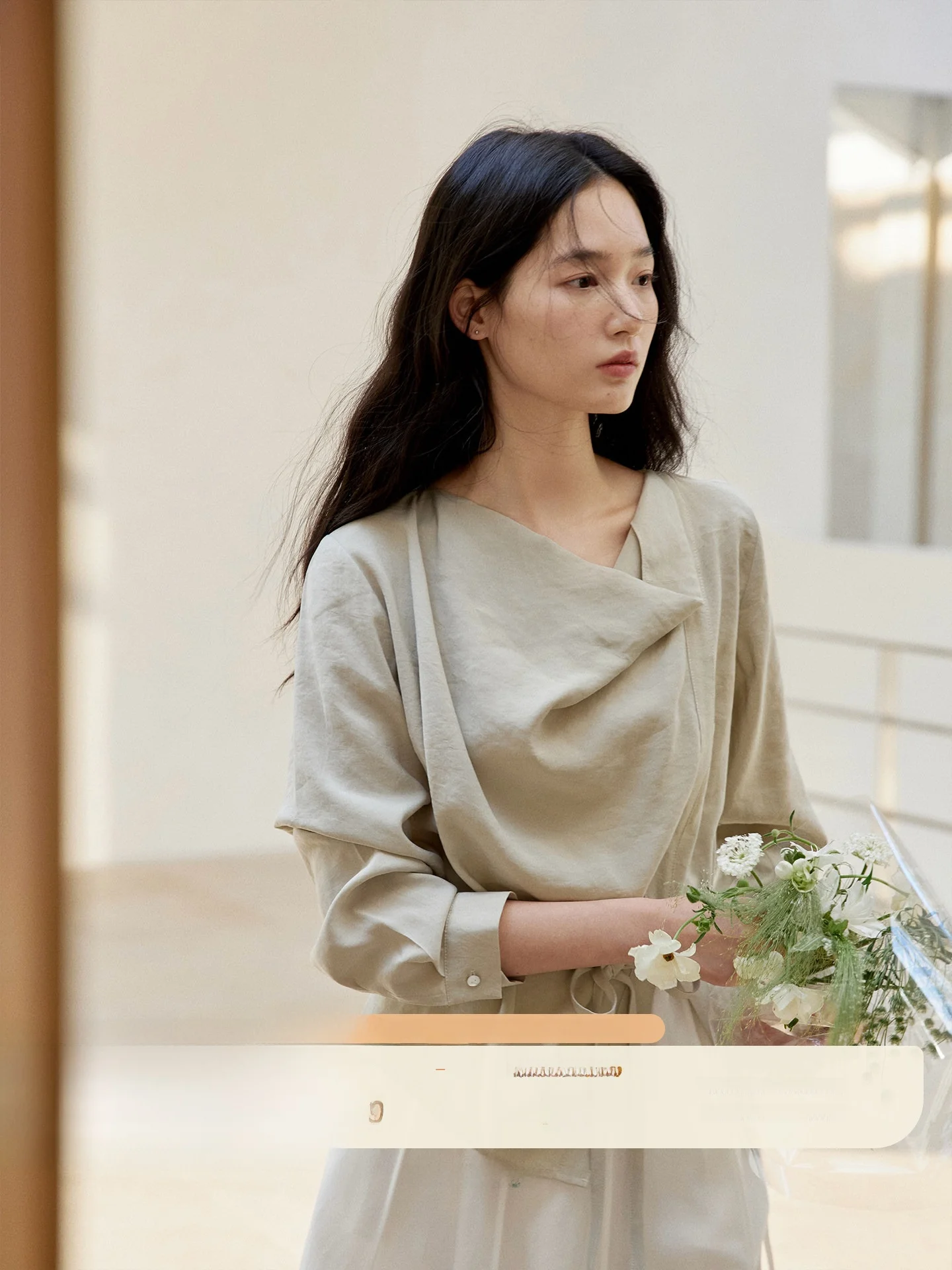 

GINNKEE Women's White Shirt Spring Summer Vintage Waist-Cinching Belted Soft Washed Lapel Design French Style Long Sleeve Top