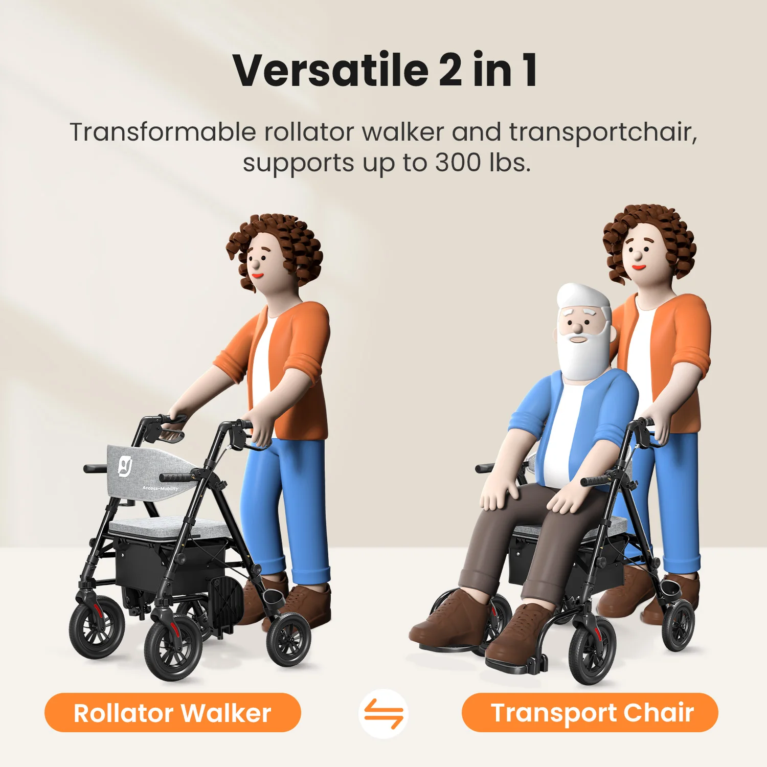 مشوا رولتر لكبار السن مع مقعد، مجموعة كراسي متحركة للمشاية، كرسي متحرك خفيف الوزن قابل للطي، مشوا للبالغين جميع المشايات #3