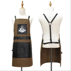 Barber Hairdressing Shawl Artist Apron Salon Hairdresser Cape with Pockets Waterproof Restaurant Work Cloth