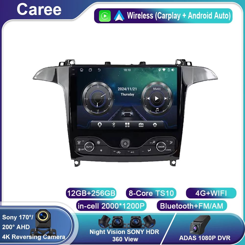 

Android 14 Auto radio For Ford S Max S-MAX 2006-2015 For Ford Galaxy 2014 Carplay Multimedia Video player Navigation GPS No 2din