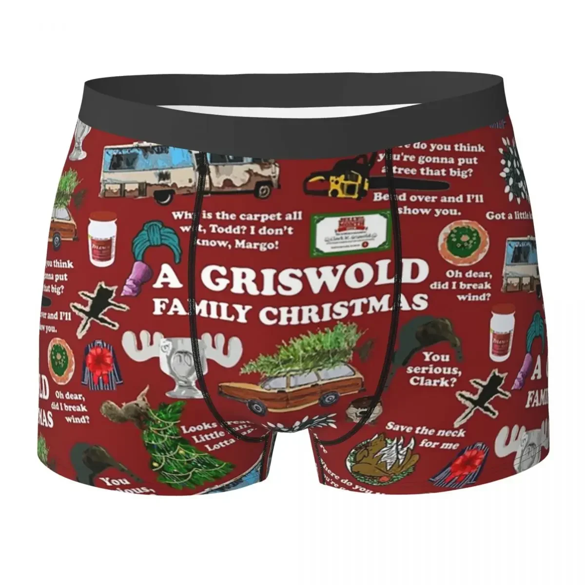 Boxer Underpants Shorts Christmas Vacation Collage Panties Men Ventilate Underwear For Homme Man Boyfriend Gift