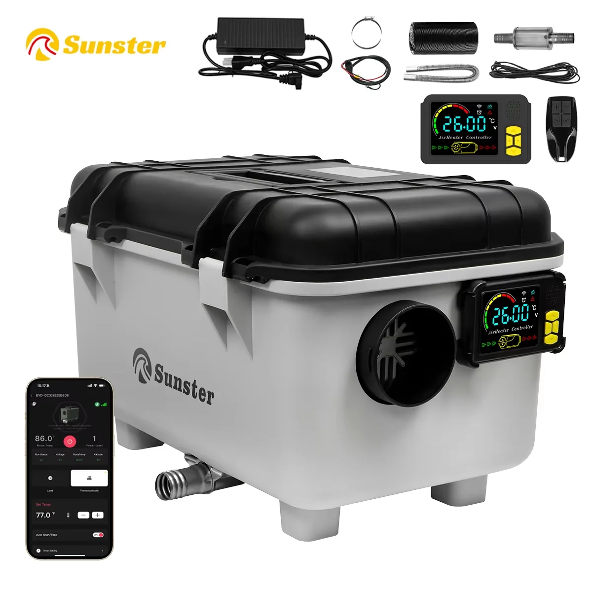 8KW Toolbox Diesel Air Heater 12V/24V/220V Car Parking Heater With Thermostat/Ventilation Mode/Bluetooth APP For Boat Home Truck