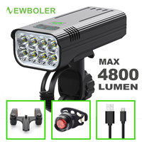 NEWBOLER Bicycle Light 4800 Lumen USB Chargeable Rainproof MTB Bike Light Set With 2 Holder 10000mAh Flashlight Bike Accessories