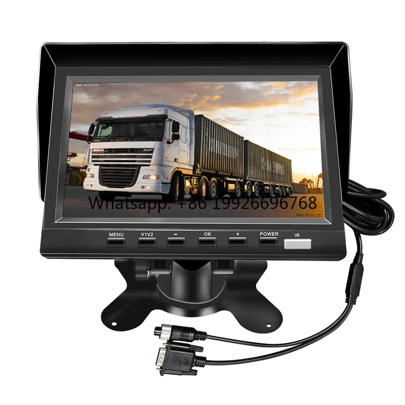 

7 Inch HD IPS Monitor Car Portable Dashboard Desktop Car Display Stereo Rear View for Bus Heavy-Duty RV Truck Vehicle-12V 24V