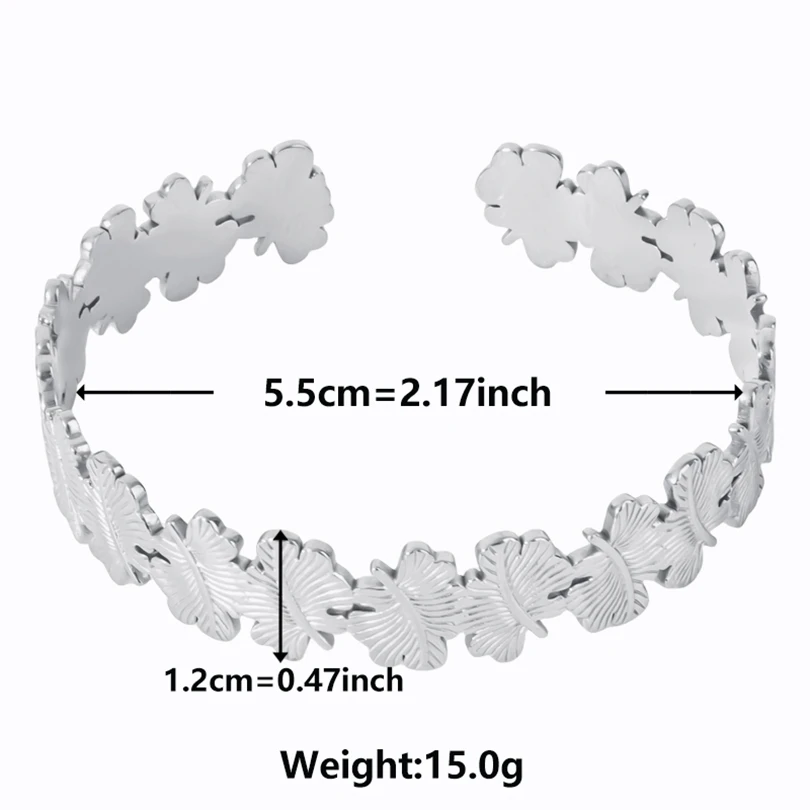 1/2 Stuks Roestvrijstalen Vrouwen Onregelmatige Getextureerde Open Manchet Armband Bamboe Bladeren Oor Van Tarwe Gehamerd Dikke Mannen Armband Sieraden