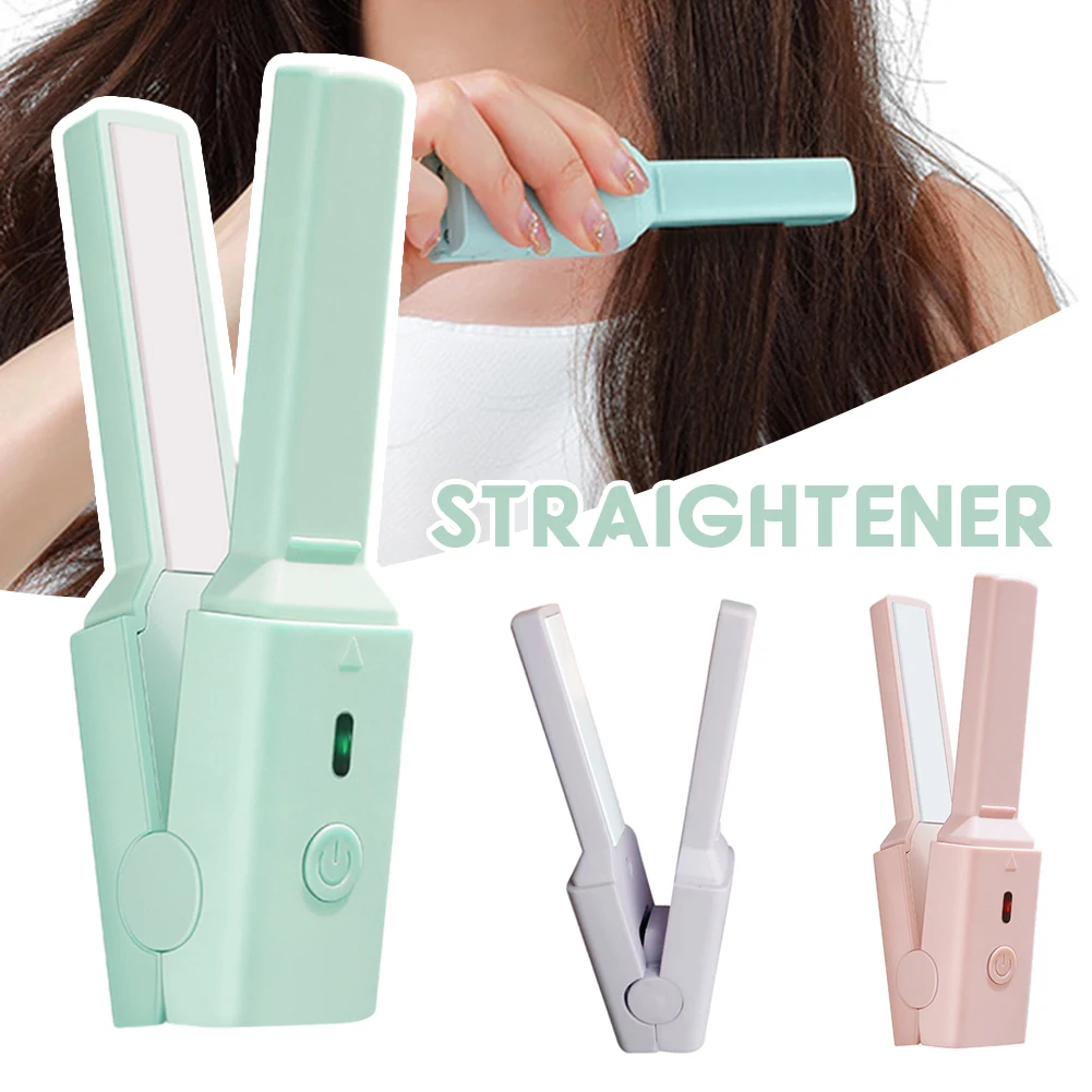 2 in 1 Mini Straightener Curler Handheld USB Straightening Styling Tools Hair Flat Irons Hair Salon for Women Female DIY Curling