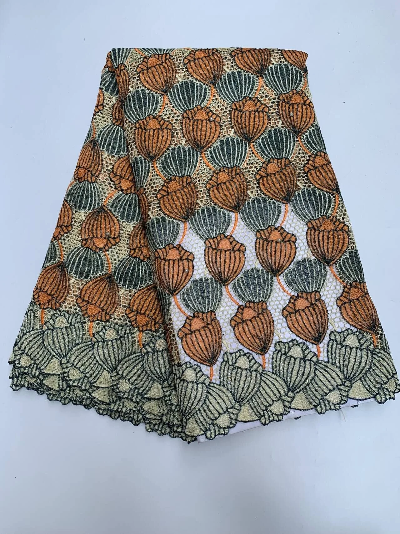 

Latest African Nigerian 2026 Tulle Lace Fabric Guipure Embroidery Sequins High Quality for Sewing Dresses 5Yards TY008