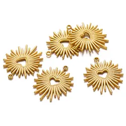 5Pcs Stainless Steel Hollow Sun Heart Charm Pendants for Jewelry Making DIY Chains Bracelet Necklace Accessories