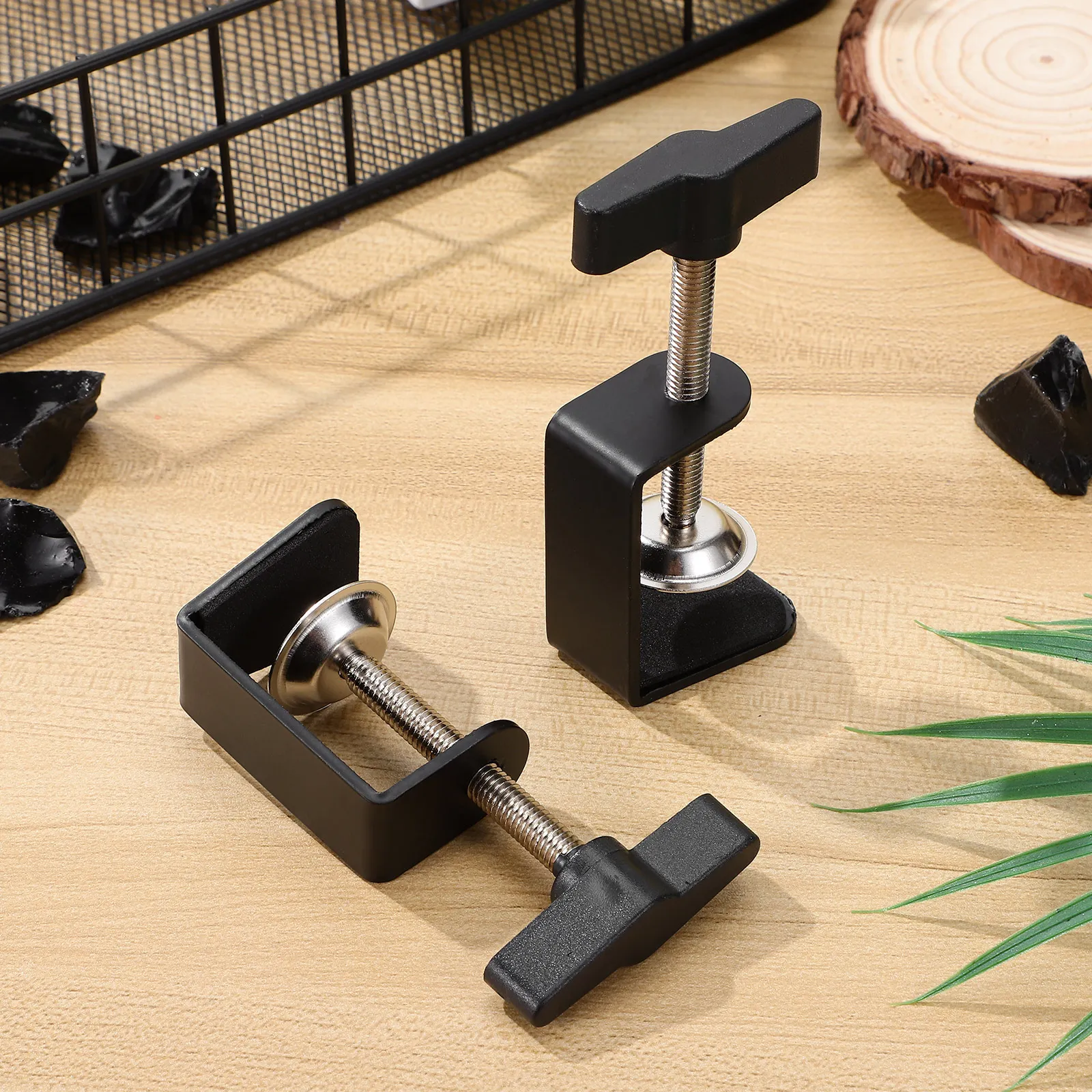 

2 Pcs Metal Base I-clip Clips Shaped Mounting Clamps C-clamps for Woodworking Grip Desktop Bracket Plastic C-shaped