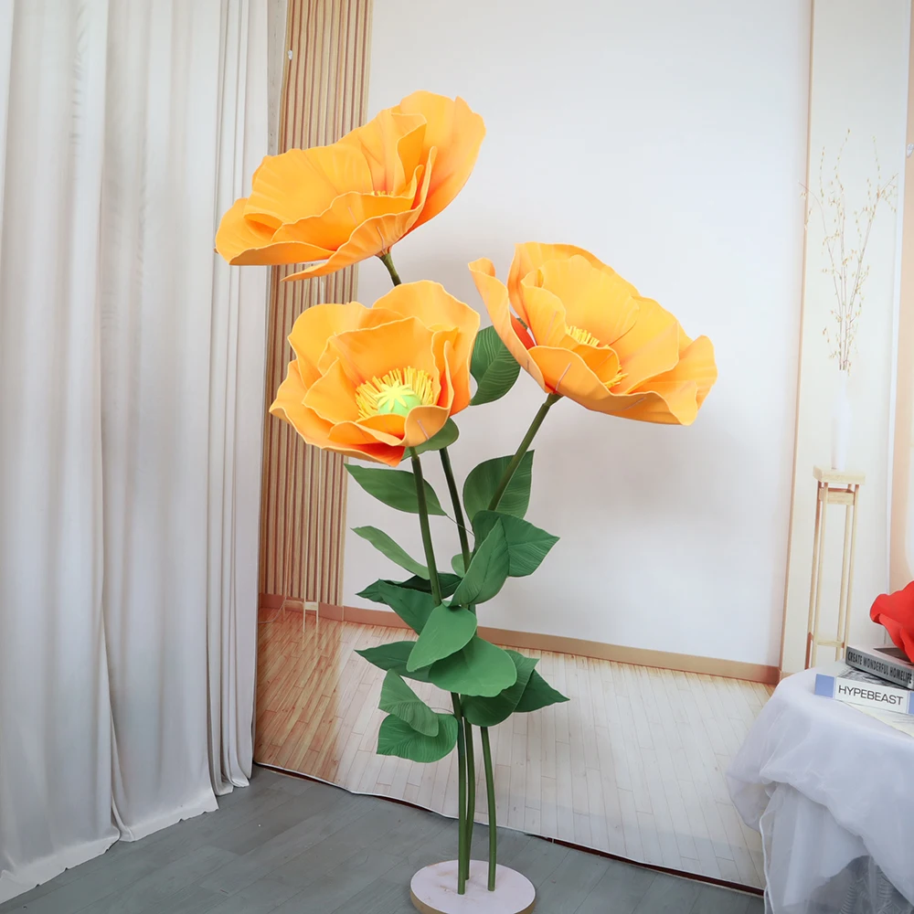 

Imitation PE Poppy Artificial Flower Garden Decoration Outdoor Fake Plants Wedding Supplies Window Show Arrangement Accessories