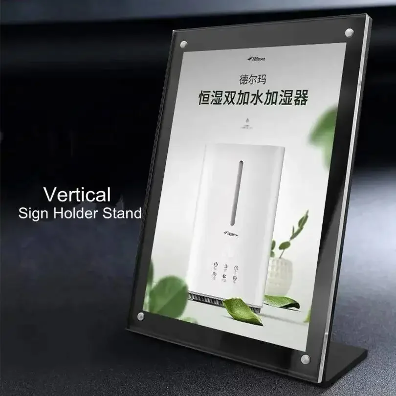 2PCS L Shape A4 Magnetic Advertising Sign Card Display Stand Acrylic Table Desk Menu Price Label Holder Stand
