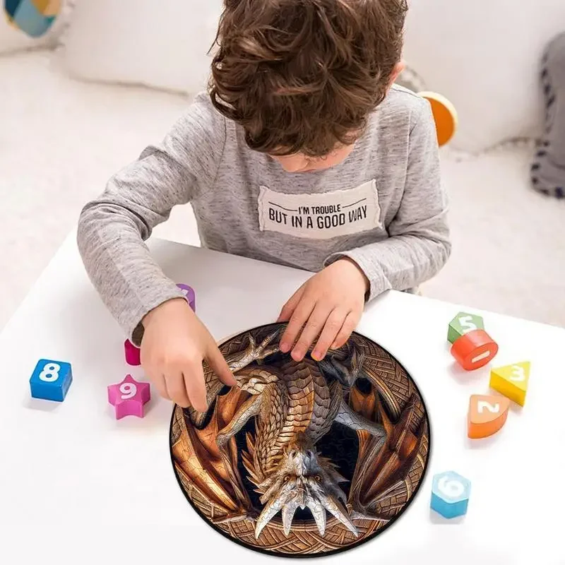 3D Dragon Puzzle 150 Pieces Mechanical Dragon Wooden Puzzles Learning And Educational Toys Unique Shape Animals Shaped Puzzles