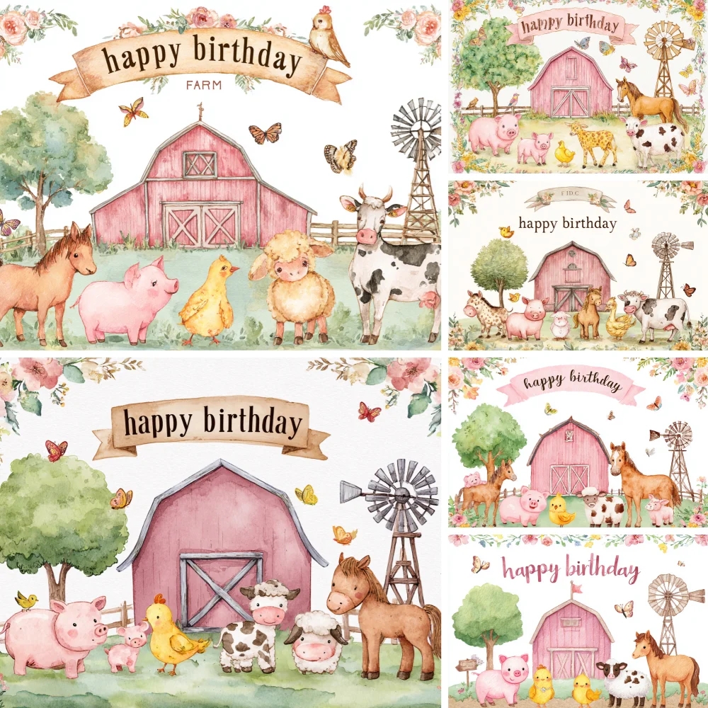 Cartoon Farm Animal Theme Backdrop Children's Day Birthday Party Decoration Photograph Custom Photography Studio Props