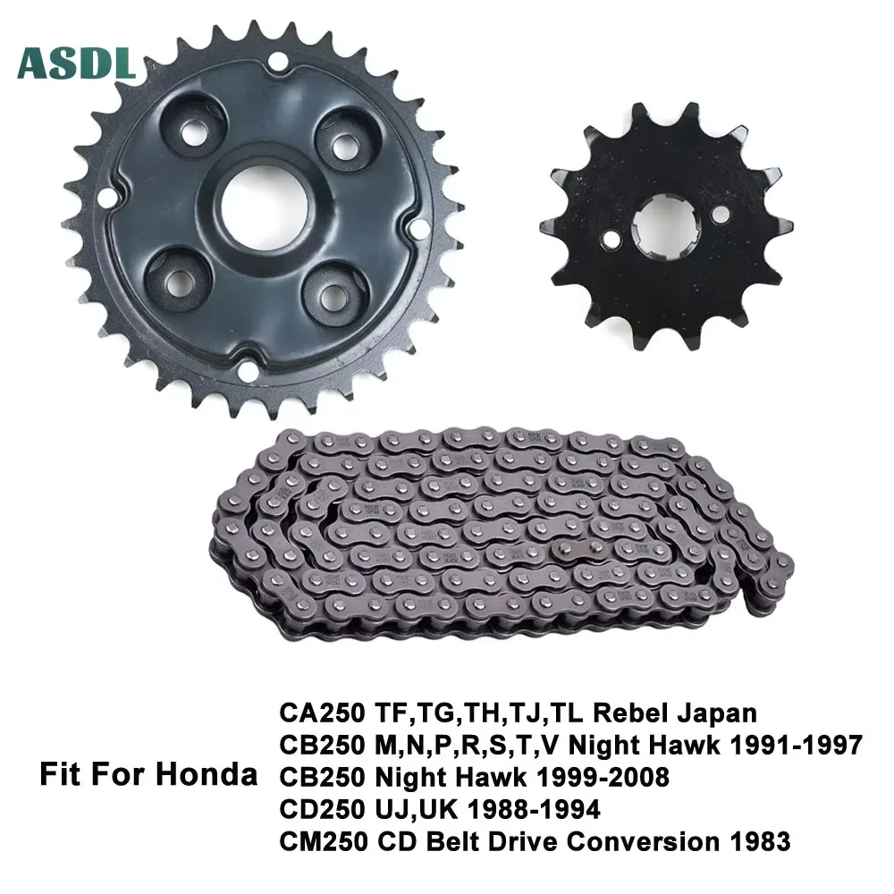 520H 14T 32T Motorcycle Transmission Drive Chain and Front Rear Sprocket Set for HONDA CA250 Rebel CA 250 14 32 Teeth 520 Chain