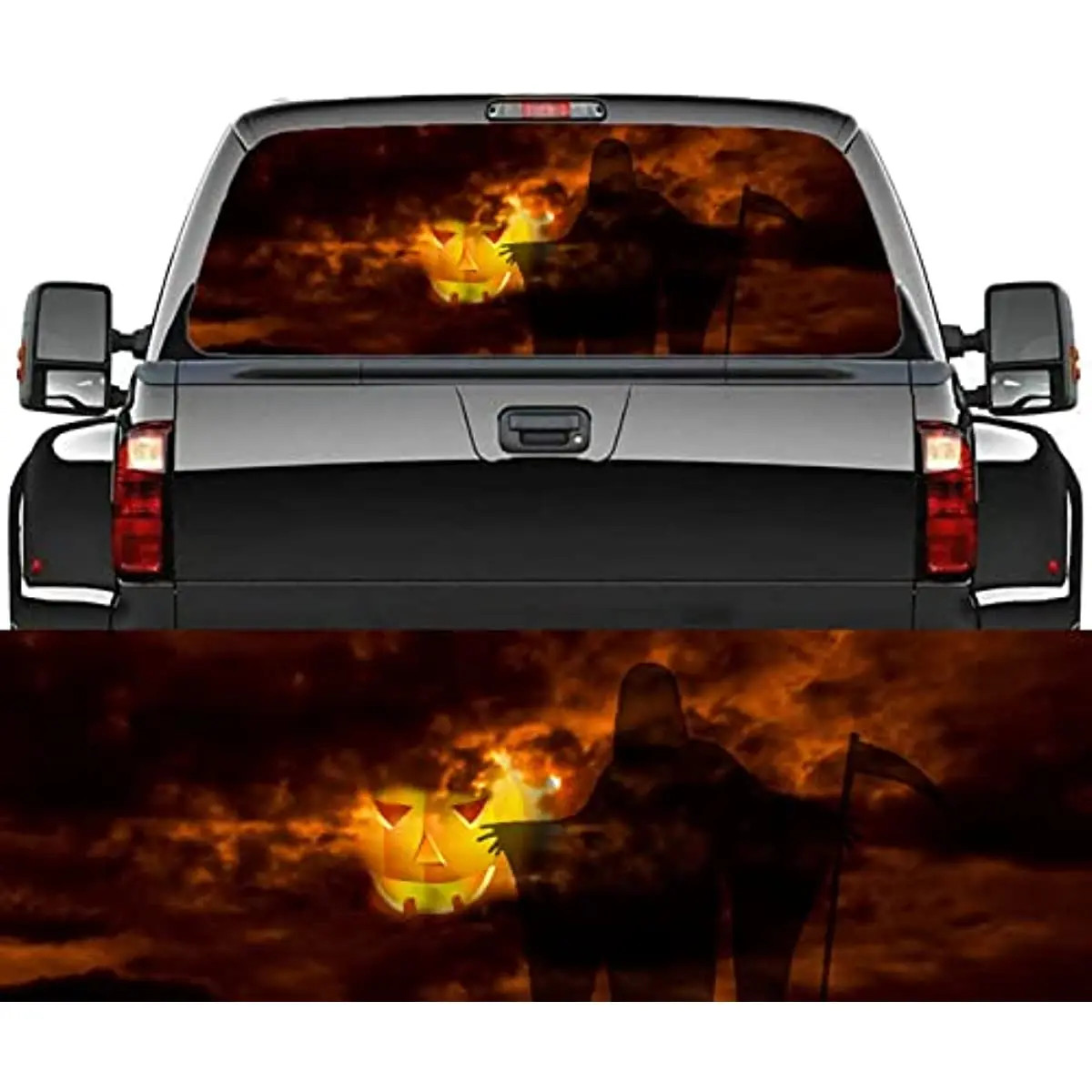 

CUSENA Rear Window Truck Decal Sticker, Grim Reaper Car Window Graphic Decal Perforated Vinyl Window Back Decal for Truck SUV Va