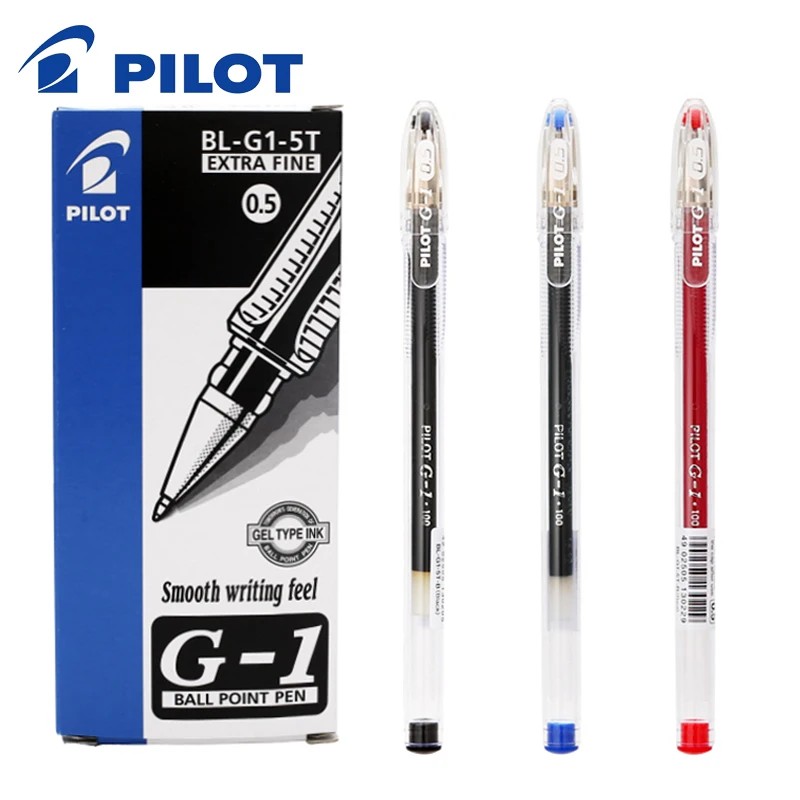 12pcs Pilot Gel Pen BL-G1 0.5mm Classic Style Large Capacity Exam Dedicated Water Pen Office Signature Cute Korean Stationery