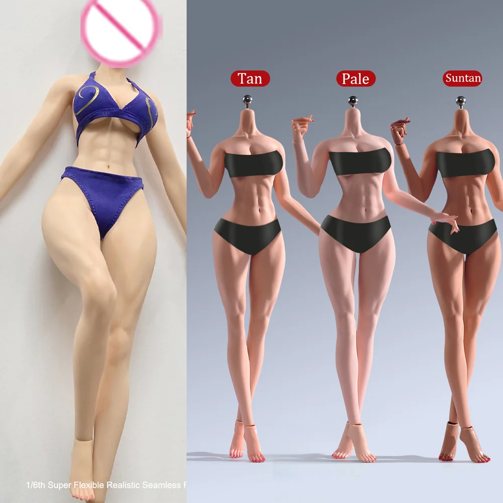 

1/6 Scale Big Bust Slender Waist Muscular Female Body with Physiological Details 12'' Soldier Flexible Action Figure Dolls