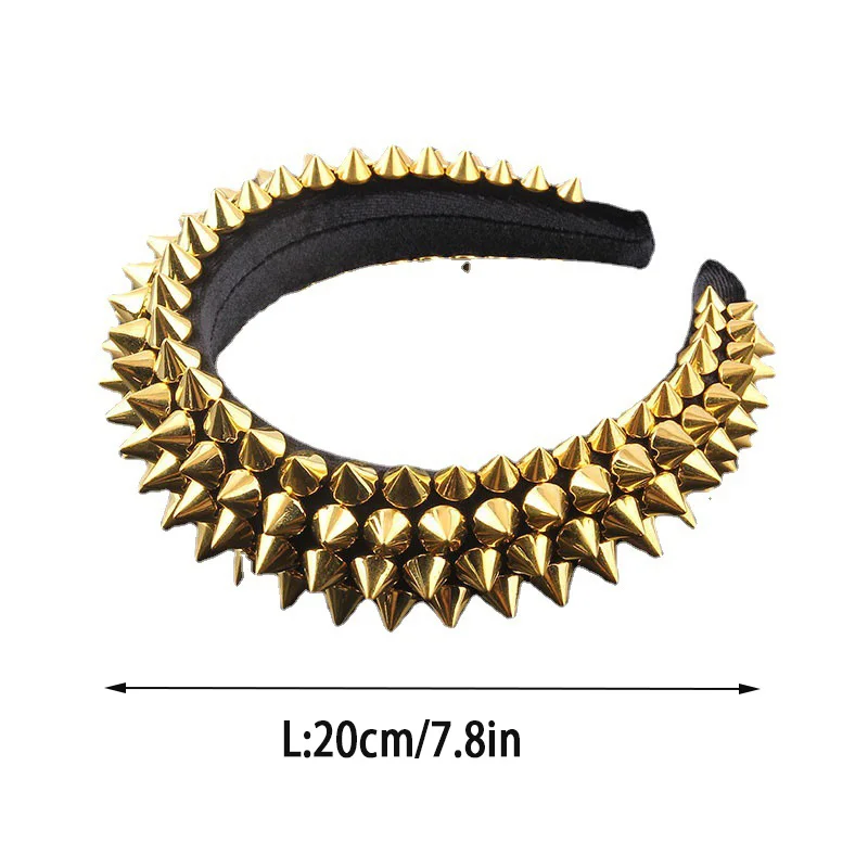 Ladies Hip-hop Fashion Sponge Rivet Headband Headband Baroque Prom Catwalk Headdress Hair Accessories