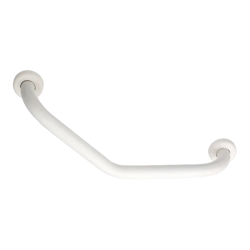 White Angled Handrail for the Elderly & Disabled Safety Grab Bar Made of Stainless Steel & Nylon for Bathroom Use