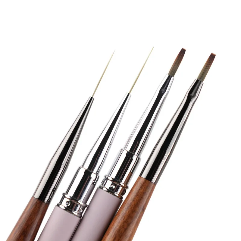 

1/2PCS Sandalwood Handle Brush Art Liner For Manicure Painting Brush Uv Gel Extension Builder Drawing Pen
