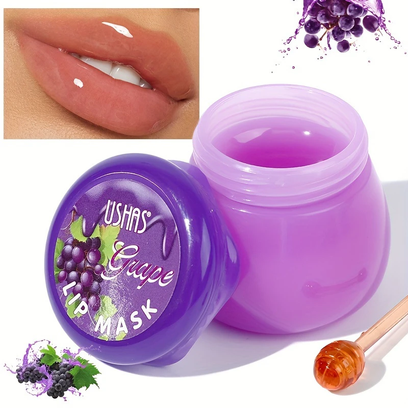 Máscara labial hidratante com aloe, morango, mel e uva - hidratante labial para lábios secos e rachados - bálsamo labial portátil